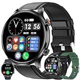Smartklocka Mäns Smart Watch med Samtal, Vattentät Smart Watch Sport Stegräknare Hjärtfrekvensmätare Blodtrycksmätare Armband Aktivitet 1,39 Cal Digital Klocka för IOS Android (Svart)