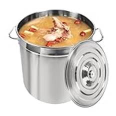 DAOHHFO Rostfritt stål gryta 50 liter kastrull soppgryta med rostfritt stål lock gastrogrytset för rostfritt stål gryta stor alla typer av spisar och stora kök (40 x 40 cm = 50 liter)