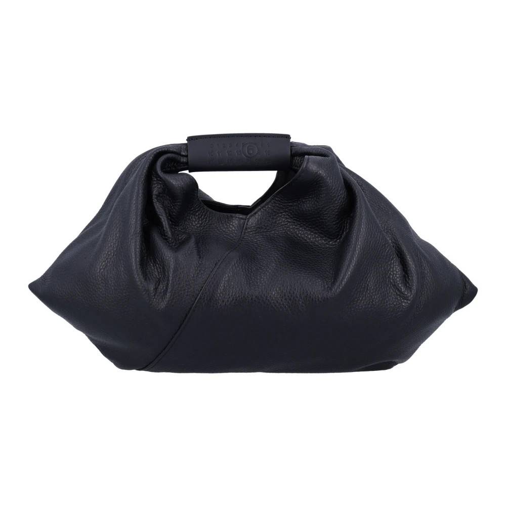 MM6 Maison Margiela Sort kornet læderhåndtaske - - Tasker - Dame - Sort - ONE SIZE - Læder - Sort kornet læderhåndtaske