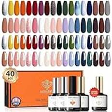 modelones 40 st Uv nagellacksset, 36 höst gel nagellack UV-bas och topprock matta glitter, brun naken orange grön färg gel polish set blötläggning off start nagelgel kit manikyr, gåva