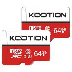 KOOTION Micro SD Karte 64GB Speicherkarte Class 10 U1 Mini SD Karte MicroSDXC A1 4K UHS-I Memory Karte bis zu 85MB/s, 2er Pack MicroSD Card für Kameras Handy Tablets und Android Smartphones