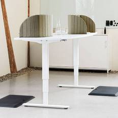 Hæve-sænkbart mødebord 200x120cm bådformet, bøg med sort stel