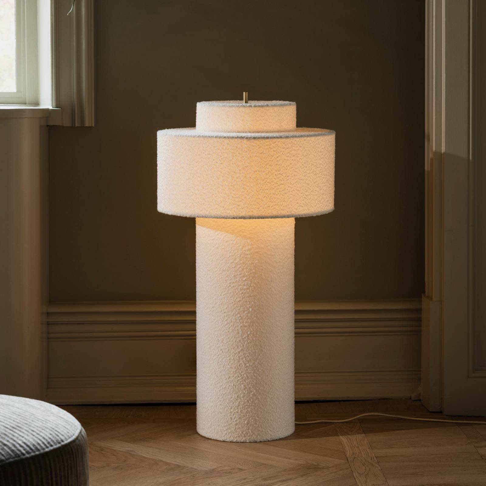 Globen Lighting Golvlampa Noah, Vitt / opal, Vardagsrum / matsal, Textil / tyger / siden, Skandinavisk, Golvlampa