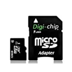 Digi-Chip 128 GB Micro-SD minneskort för Xiaomi Redmi Note 9, 9S, 9 Pro, 9 Dual Sim, Redmi 8A, Mi 10 lite, Poco X2 telefoner och smartphones