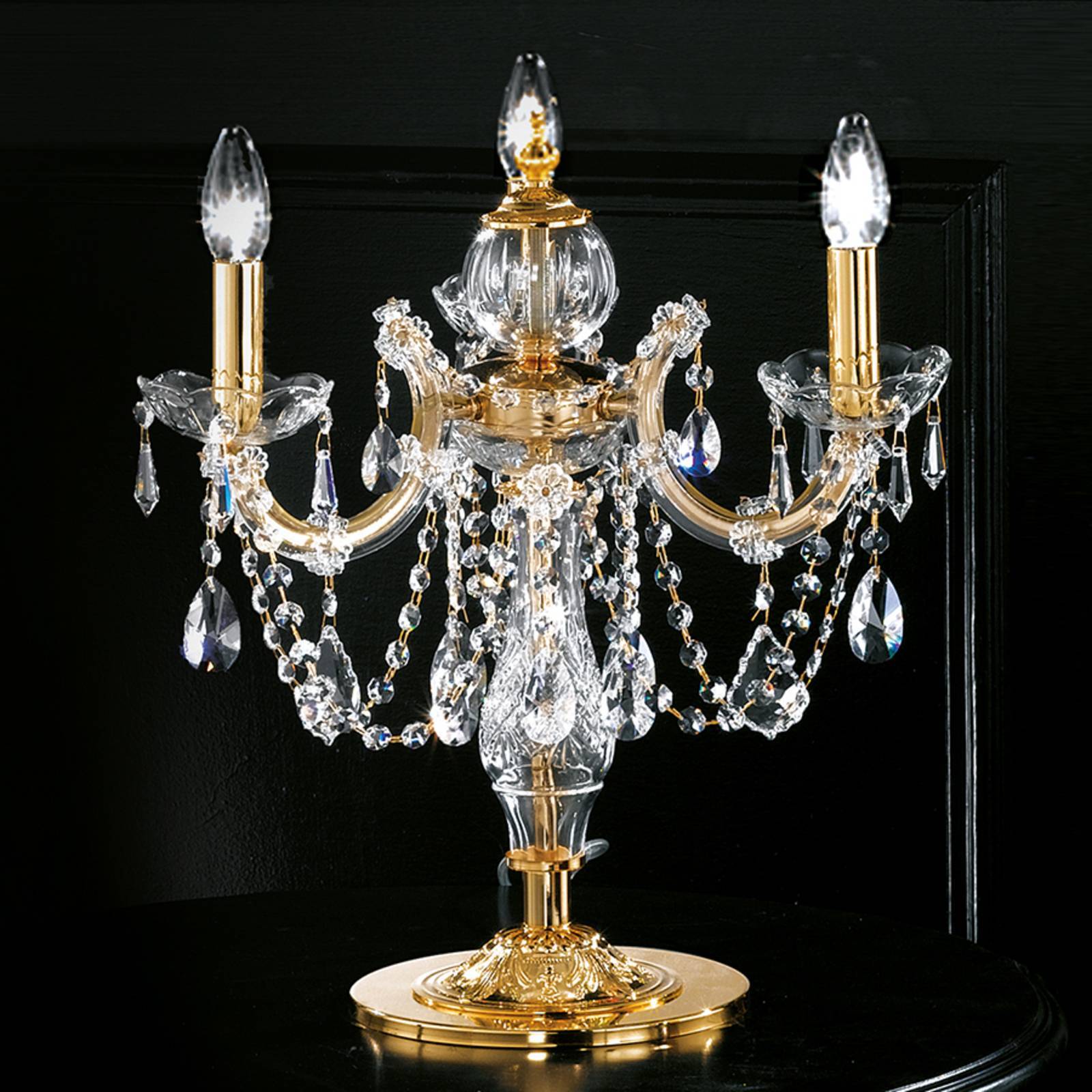 Masiero Kristall bordslampa Maria Teresa, Mässing / guld, Vardagsrum / matsal, Metall, Bordslampa