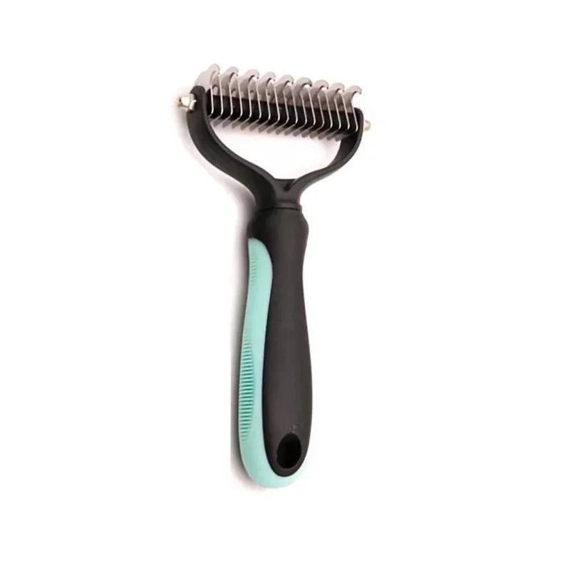 Pet Deshedding Brush - Professional Grooming Tool for Dogs & Cats - Green L