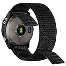 YOOSIDE 26 mm Loop nylonarmband för Fenix 6X/Fenix 5X/Fenix 7X/Instinct 2X/epix Pro 51 mm, ultralätt snabbtorkande rosett, tvättbart klockarmband för Garmin Enduro 2 (svart)