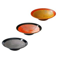 Dyb tallerken - elegant serveringstallerken fra Japan (Flere farver) - Karry gul med brændt orange kant