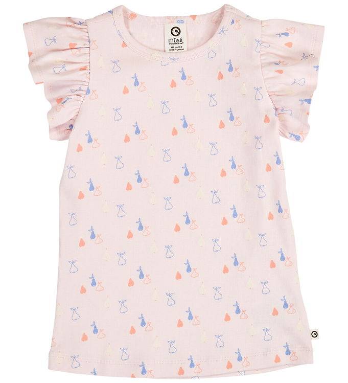 Müsli T-shirt - Rib - Picknick Frill - Primrose/Shell Blue/Tofu - Müsli - 5 år (110) - T-shirt