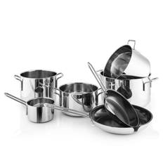 Eva Trio Stainless Steel Gryde og pandesæt 7 stk. Ø20 cm Ø28 cm 1,1 l 3,6 l 4,8 l 6,5 l 9 l