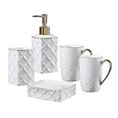 Bathroom Accessories Set 5 Pieces/Set Soap Dispenser Bathroom Ceramic Accessories Set Soap Dispenser Toothbrush Holder Soap Dish Modern Bathroom Decoration