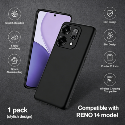 1 st svart silikonmobilskal, kompatibelt med RENO 14, RENO 12 F, Reno 13, Reno 11, A99/A80/A60/A40/A38/A18, skyddande mobilfodral, mobilskal, stötsäke (Multi-size)