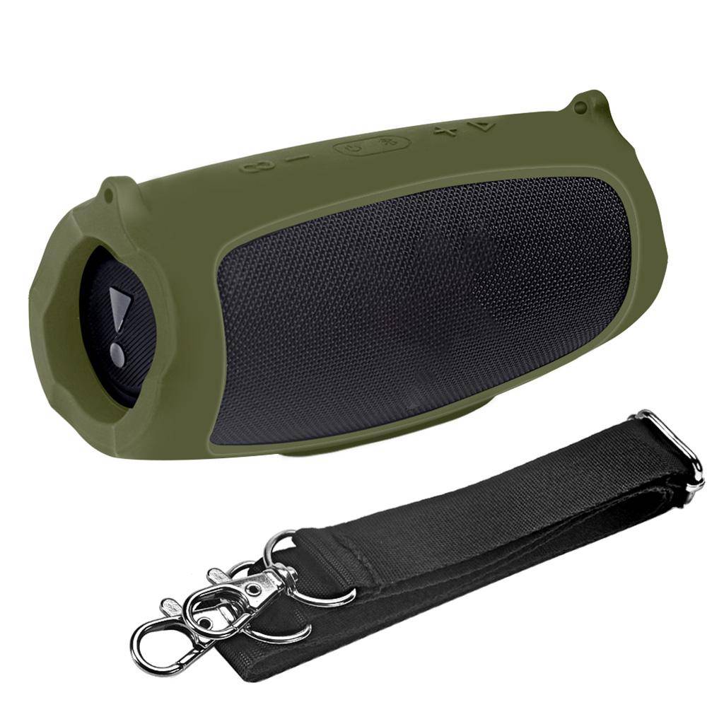 1 st färgglad silikonskyddsfodral med rem Hudskydd för -JBL Charge 5-högtalare grön