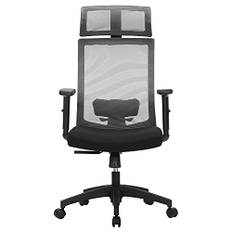 Songmics Ergonomic Office Chair, Mesh Computer lænestol, Lumbar Support, justerbar nakkestøtte og armlæn, justerbar ryglænet låsbar op til 120 °, grå