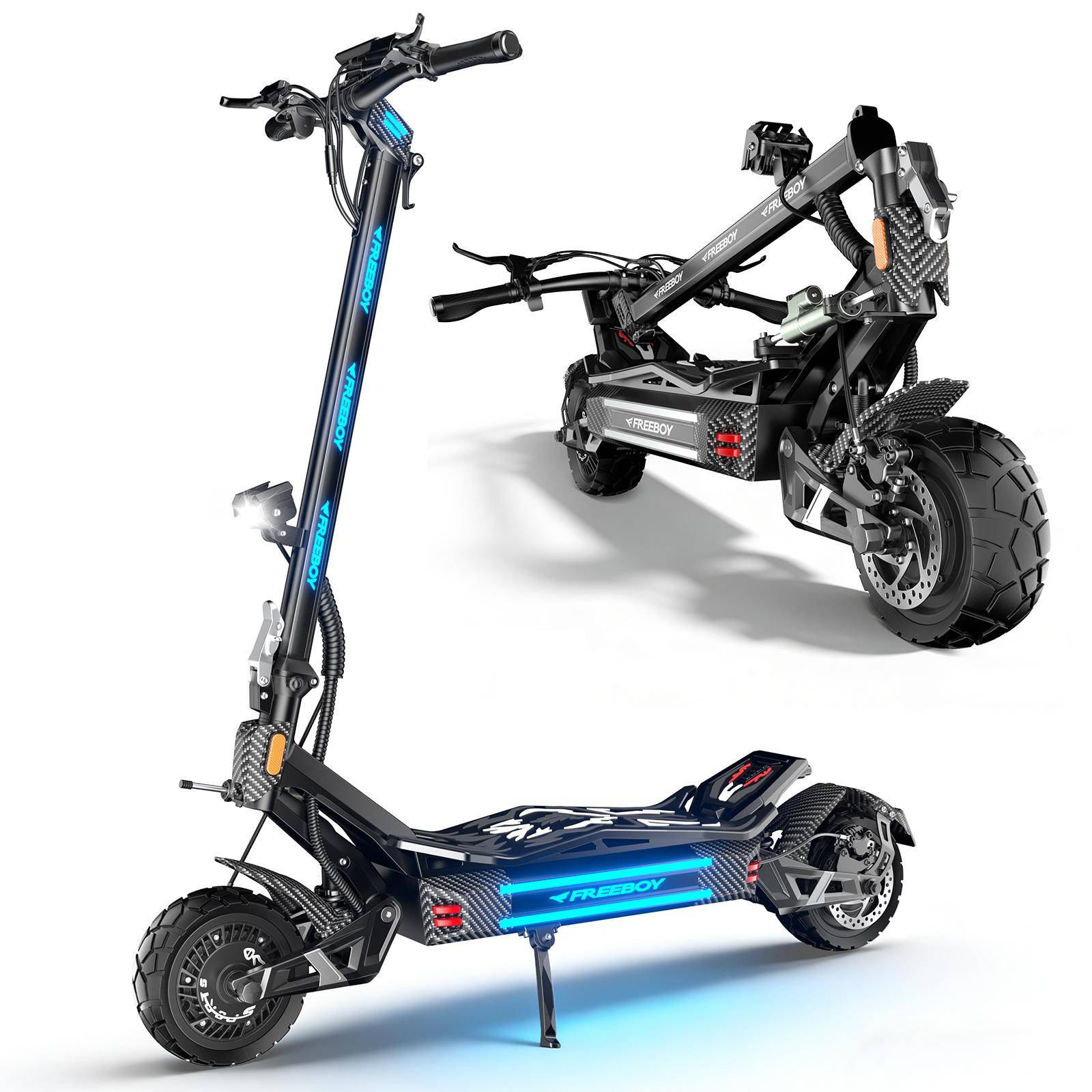 FREEBOY H16 Electric Scooter 60V 30Ah High-Capacity Battery 3000W Powerful Motor 11 Inch Off-Road Tires All-Terrain Foldable E-Scooter for Adults