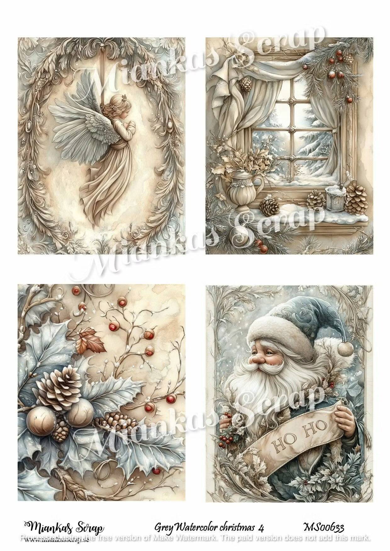 Miankas Scrap klippark - Grey Watercolor christmas 4