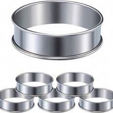 Set med 6 stycken bakformar, 8 cm, runda i rostfritt stål, lämpliga för kakor, degar och munkar. - Silver