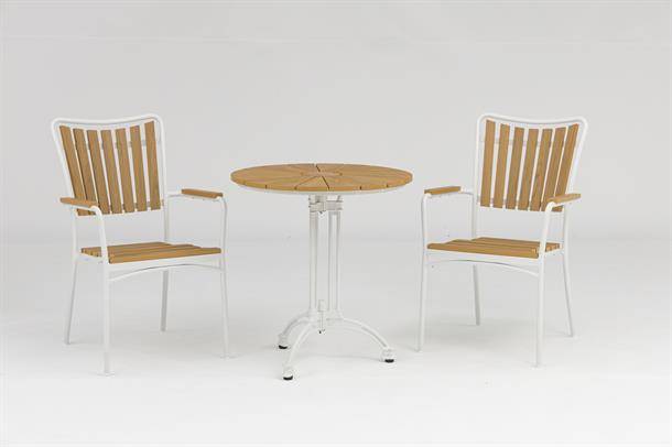 DaneLine Adam Cafésæt Ø70 m/2 stole - Nonwood - Hvid