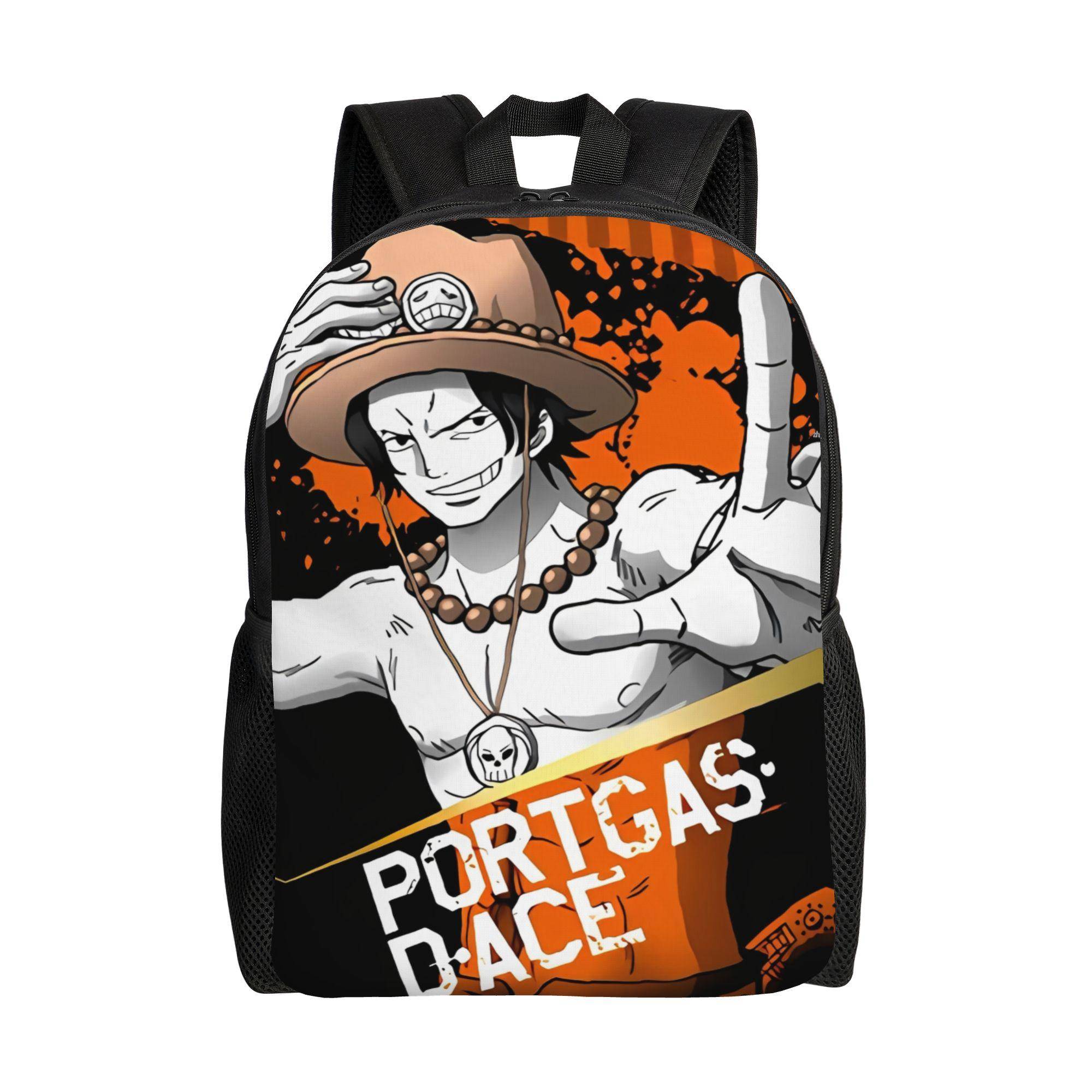 One Piece ACE Ryggsäck för Män Kvinnor Cool Högskola Arbetsdagspack Ryggsäck för Laptop Dator Axelväska med Ficka