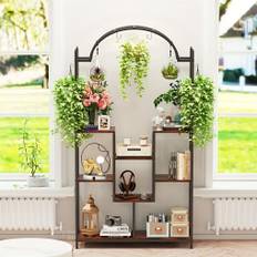 TEMU Wisfor 5-tier Tall Indoor Plant Stand Extra Large Plant Rack Arched Heavy Duty Metal Flower Shelf With Hanging Hooks For Indoor, Balcony, Living Room