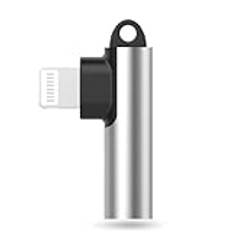 Mangotek iPhone hörlursadapter, MFi-certifierad Lightning Jack-adapter 3,5 mm hörlurar, kompatibel med iPhone 14/13/12/11/11 Pro Max/SE/X/XR/XS/8/7 (silver)