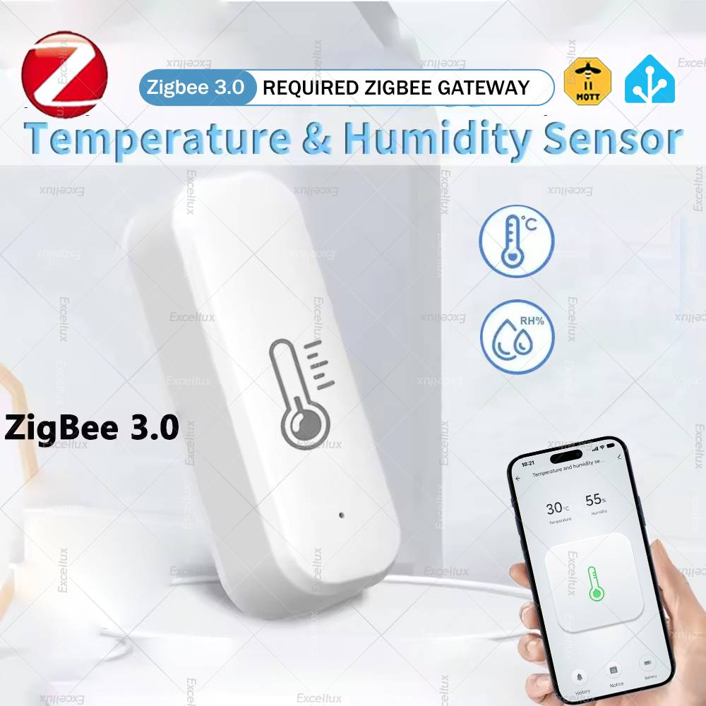 ZigBee 3.0 Temperature Humidity Sensor Real-Time Indoor Thermo Hygrometer Monitor For Home Assistant Z2M Required Zigbee Gateway