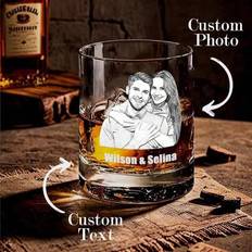 1 st. specialdesignat glas, whiskyglas med foto, specialdesignat 300 ml whiskyglas med foto och text, specialdesignat glas med foto och text, speciald - Stil 3 (8,2*8,2*9,3 cm)