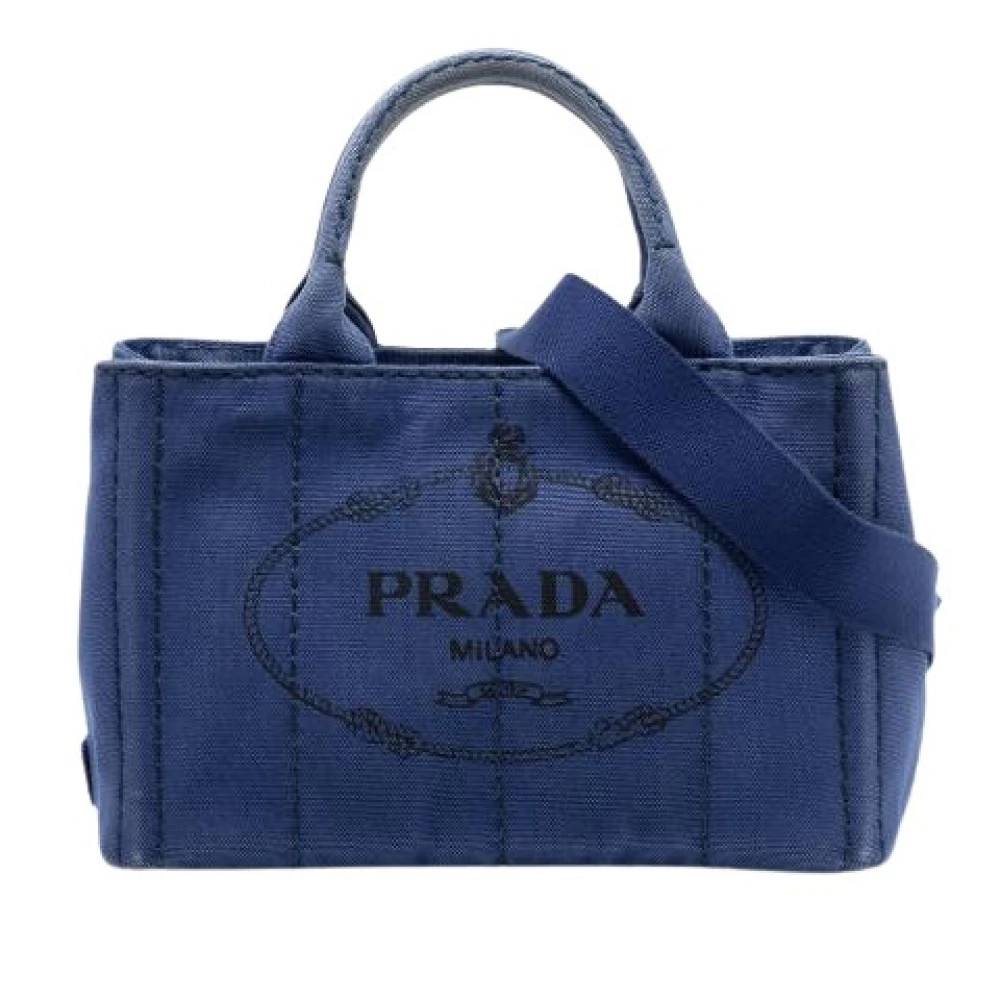 Prada Vintage Pre-owned Canvas Satchel - Vintage - Dame - Blå - ONE SIZE - Uld