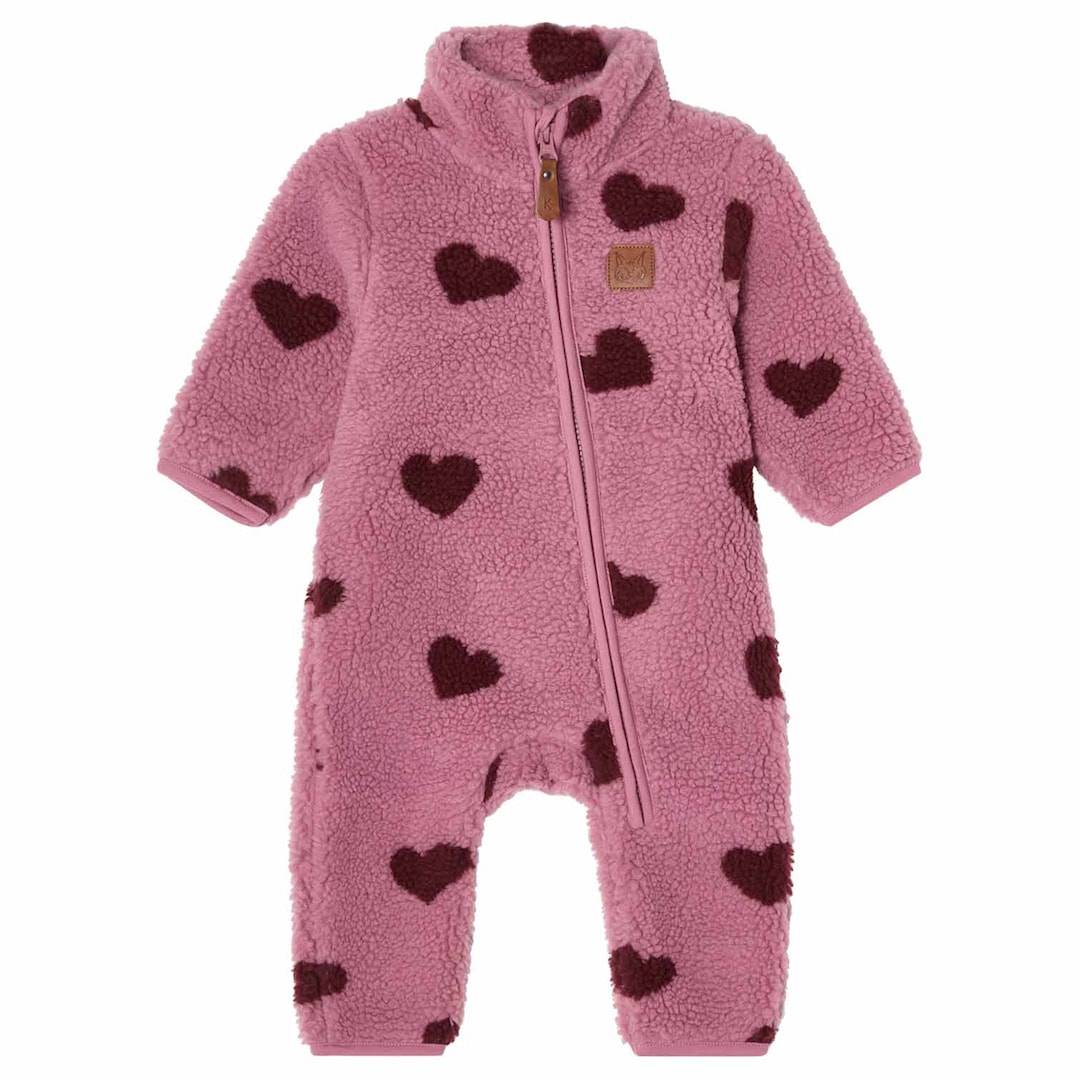 Kuling Austin Pile Fleece-overtræksdragt Hearts 86 cm Lilla 86 cm Drenge, Piger