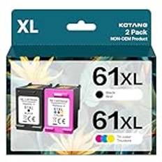 61XL bläckpatroner kombo pack ersättning för HP Ink 61 XL hög kapacitet fungerar med HP Envy 5530 4500 4502 5535 Officejet 4630 4635 Deskjet 3510 1010 skrivare renoverad (svart, trefärgad, 2-pack)