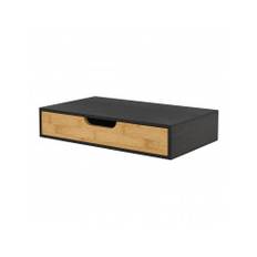 Væghængt sengebord i bambus H8 x B40 x D24 cm - Natur/Sort