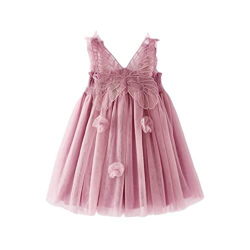 Miipat Klänning, bebisflicka, tyllklänning, fjäril, ärmlös, ungt barn, prinsessa, tutu, blomma, bröllop, födelsedagsfest, 6 månader–6 år, 12-18 mois