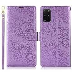 Telefontillbehör Compatible with Samsung Galaxy S20 Plus Wallet Case, PU Leather Magnetic Snap Flip Folio Case with Card Holders Kickstand & Lanyard Shockproof Phone Cover Compatible with Samsung Gala