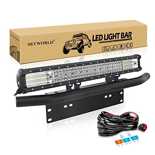 SKYWORLD LED Light Bar, 23 tum 570W quad rad Arbetskörlampa Skjutfäste med registreringsskylthållare 12V Vippströmbrytare Ledningssats för Auto Lastbil Bil ATV SUV 4X4 Offroad