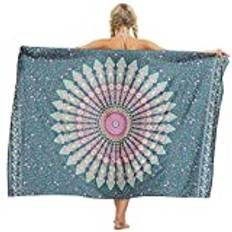 Damer boho sarong Wrap bikini täckande kjol strandhandduk, Grön A, En Storlek