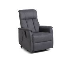 Linus recliner stol, m. 2 motorer, vippefunktion, fodskammel og armlæn - antracitgrå stof