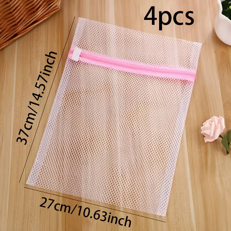 4pcs Durable Mesh Laundry Bags With Zipper | Suitable For Delicate Clothing, Lingerie, And Garments, Laundry Bags Designed For Washing Machines