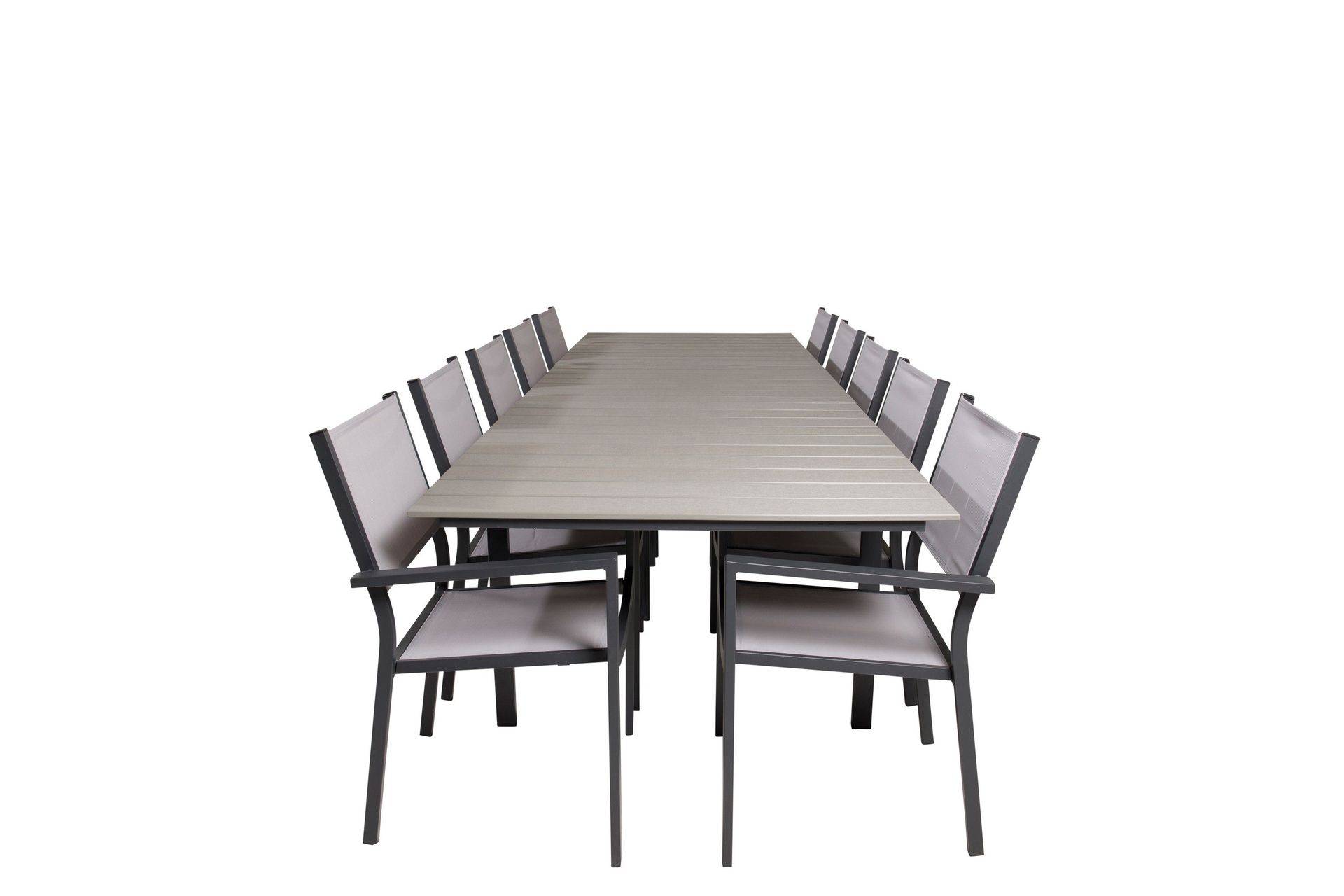 Levels Matgrupp Utomhus 225-325 cm Rektangulär med 10 Copacabana Utestolar - Grå utomhus Venture Home