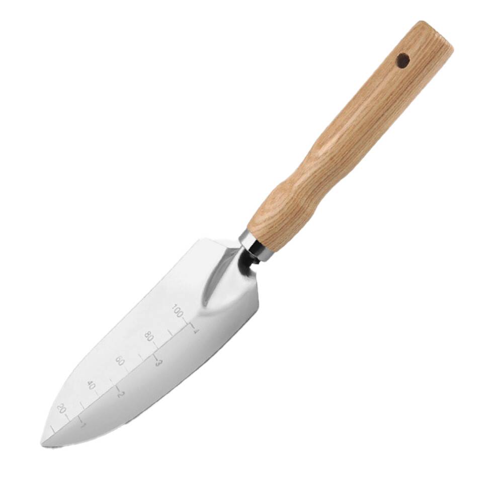 Murske i rustfrit stål for uovertruffen holdbarhed, holdbart haveredskab med ergonomisk gummigreb, læderrem giver nem ophængning, glat