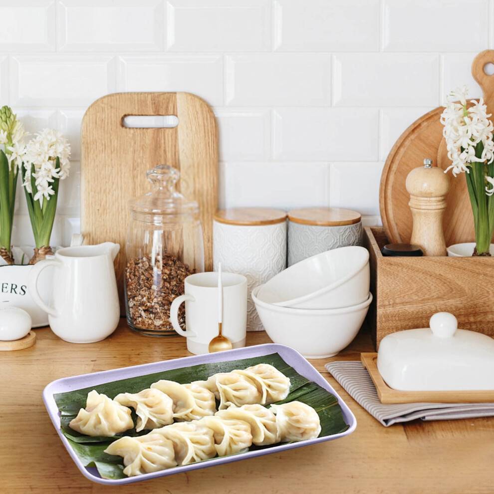 Rektangulær serveringsbakke i plastik, 20 x 12 cm, til hot pot, grill, snacks og forretter – nem at rengøre, holdbar, let, hvid