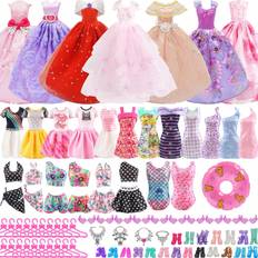 72 Pieces Doll Clothes And Accessories, Series Includes 3 Princess Wedding Dresses, 3 Dresses, 4 Swimwear, 2 Swim Ring, 5 Crowns, 5 Necklaces, 10 Glasses, 20 Clothes Hangers, 20 Pairs Of Shoes, Styles And Colors Are Random, Suitable For 11.5 Inch Doll, Doll Princess Clothes/Gifts (Doll Not Included),Room Decoration