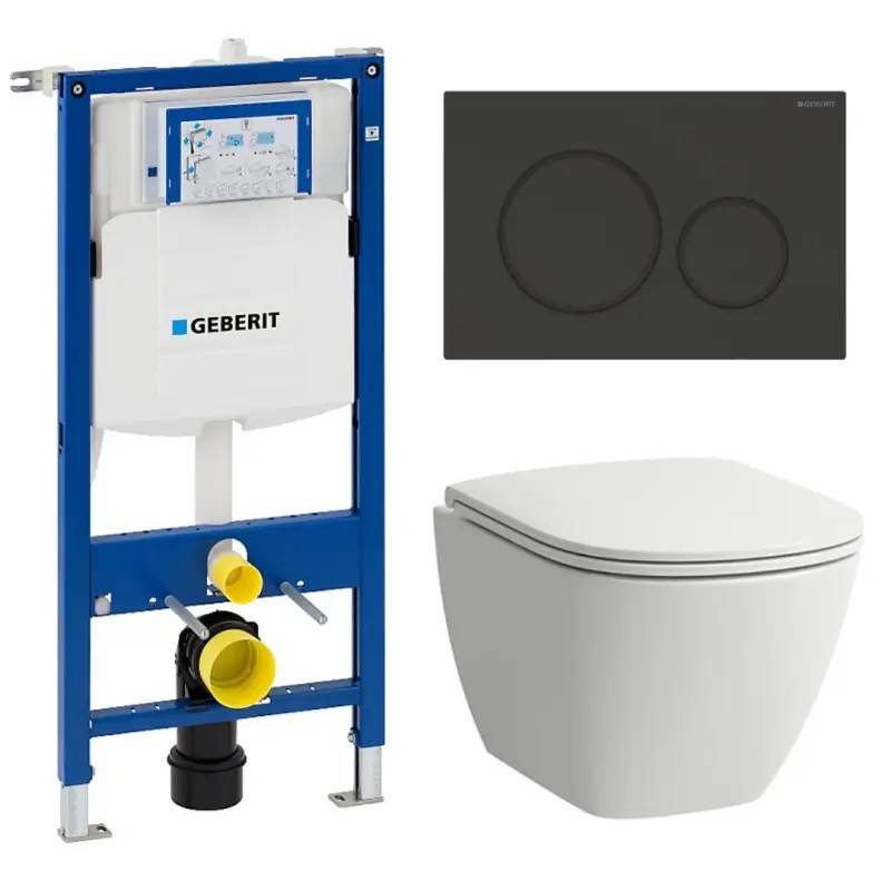 Toiletpakke Laufen Lua m/softclose sæde, Geberit Sigma cisterne, matsort trykplade
