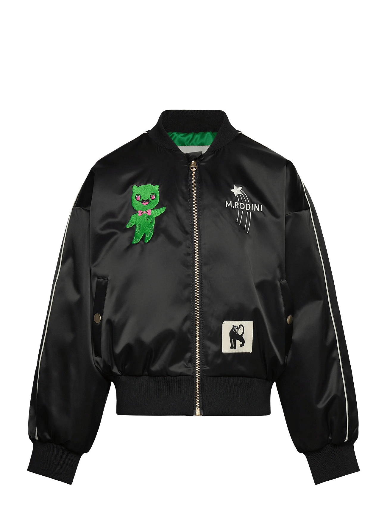 MINI RODINI United Aliens Unlimited Satin Baseball Jacket | Black | 80/86
