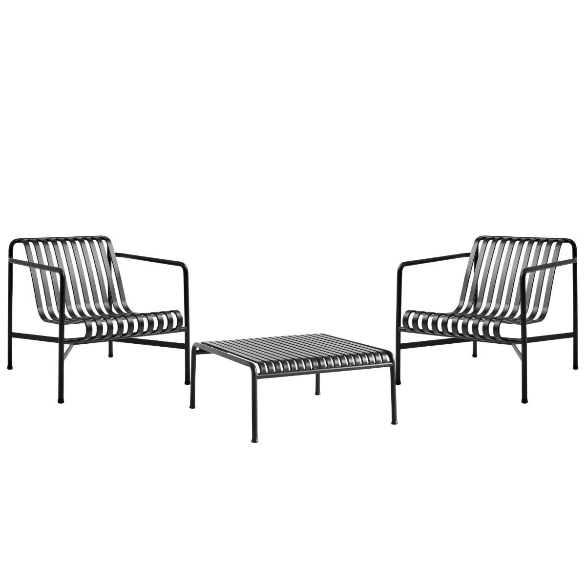 HAY Palissade Sæt 2 x Lounge Chair Low x Et Low Table - Anthracite