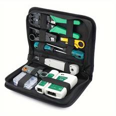 TEMU Lan Network Repair Tool Kit With Rj45 Tester, Crimping Pliers, Cable , And Clamp Set - Professional Portable Ethernet Cable Testing And Maintenance Equipment - Color, No Battery Required