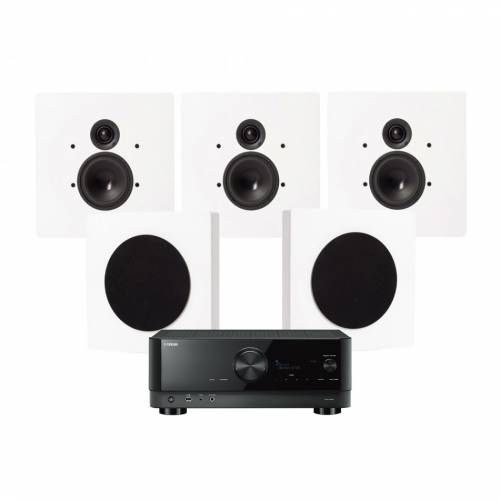 Yamaha RX-V6A & DLS Flatbox D-One Hemmabiopaket 5.0 Pianovitt.