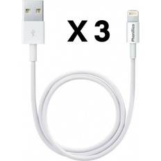 Lot of 3 White USB Charger Cables for iPhone 11 / 11 PRO / 11 PRO MAX - Charger Cable Measures 1 Meter [Phonillico®]