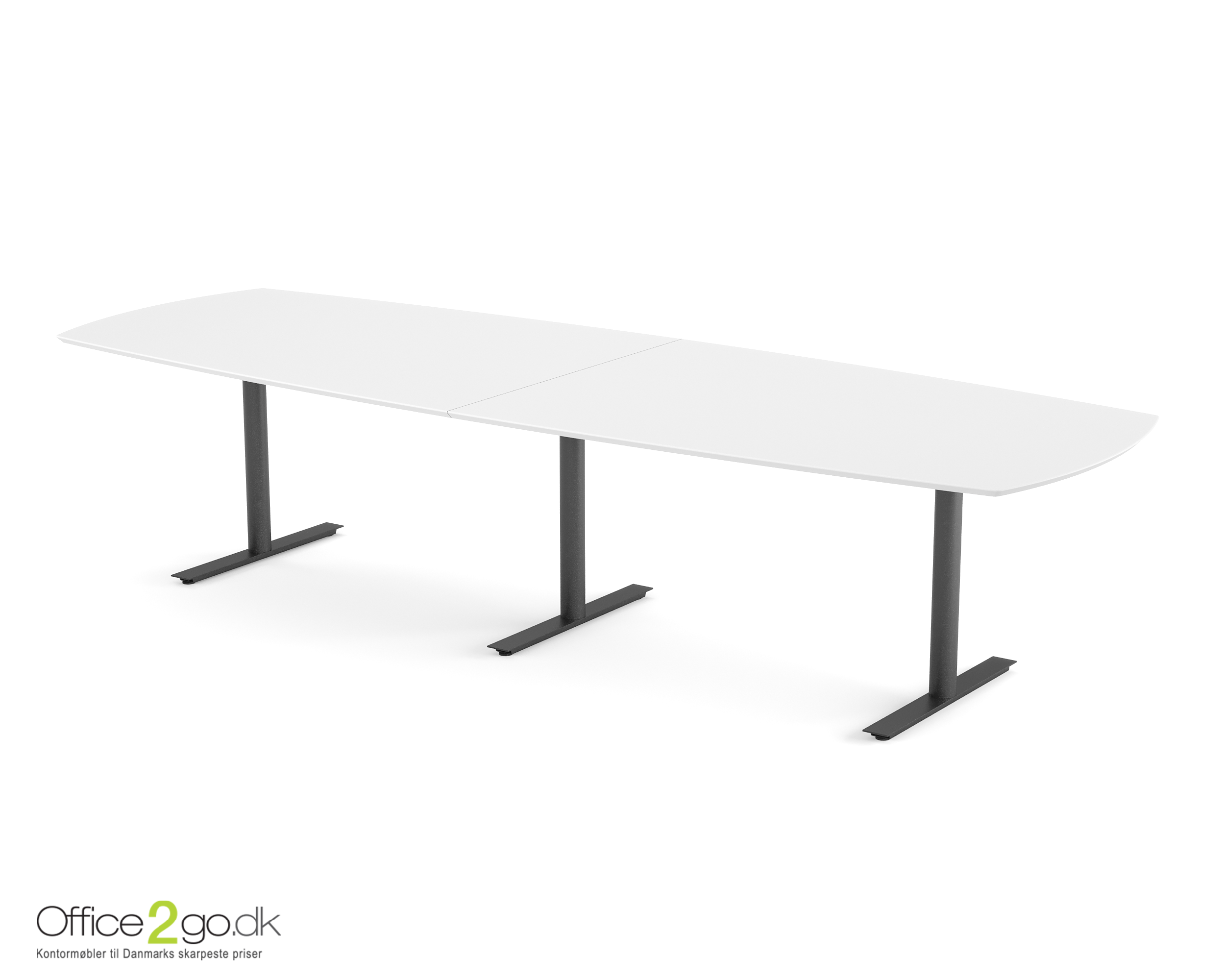 Inline mødebord (tøndeformet bordplade) - 320 cm - Sort
