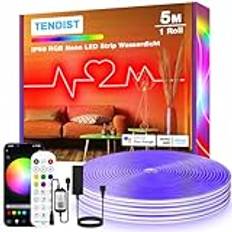 TENDIST 5M RGB IP68 neon LED-remsa utomhus, WiFi vattentät gör-det-själv flexibel neon LED-remsa Alexa kompatibel, 24 V musik sync silikon neonlampa för uteplats, fest, sovrum