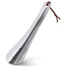 ZOMAKE Skohorn i metall, litet skohorn 18,5 cm, lata skohjälpare, skohorn för män, kvinnor, äldre barn - skohorn med rep och krok, av (silver)